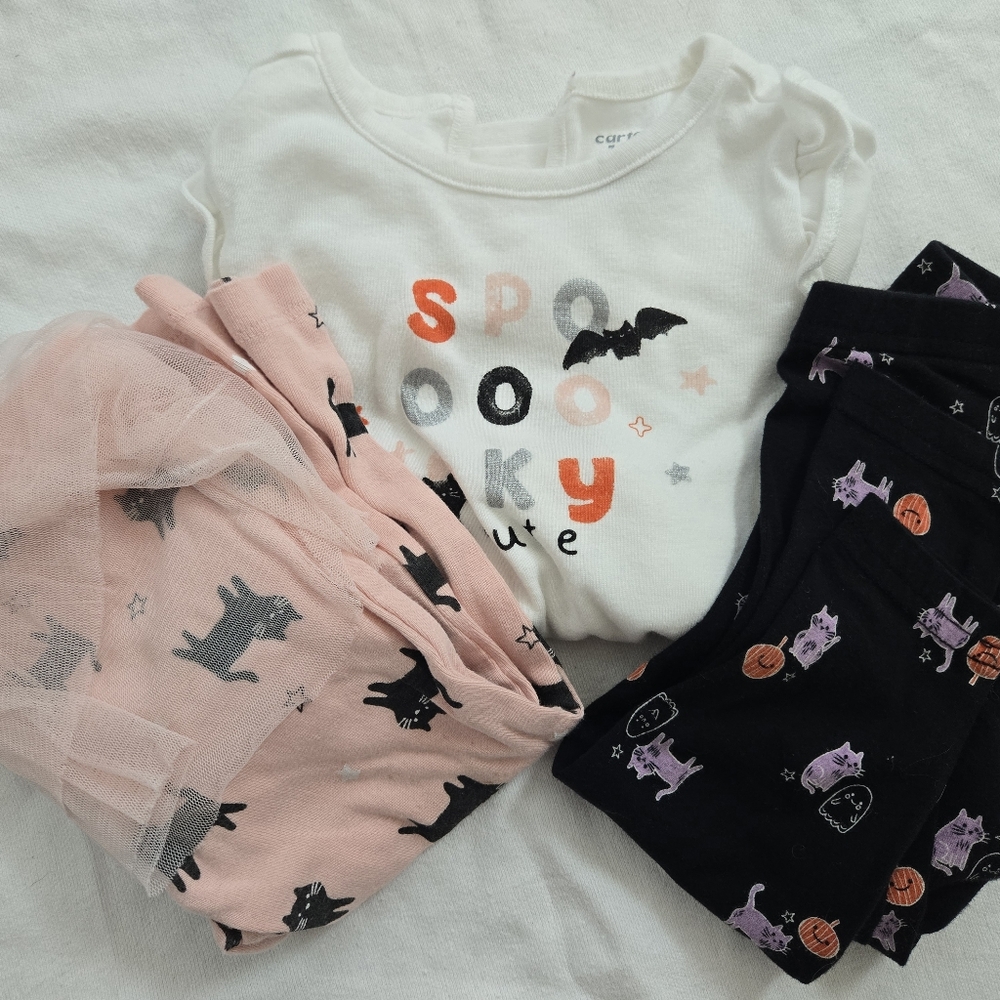 Carter's Halloween Baby Outfit Set - White, Pink, Black